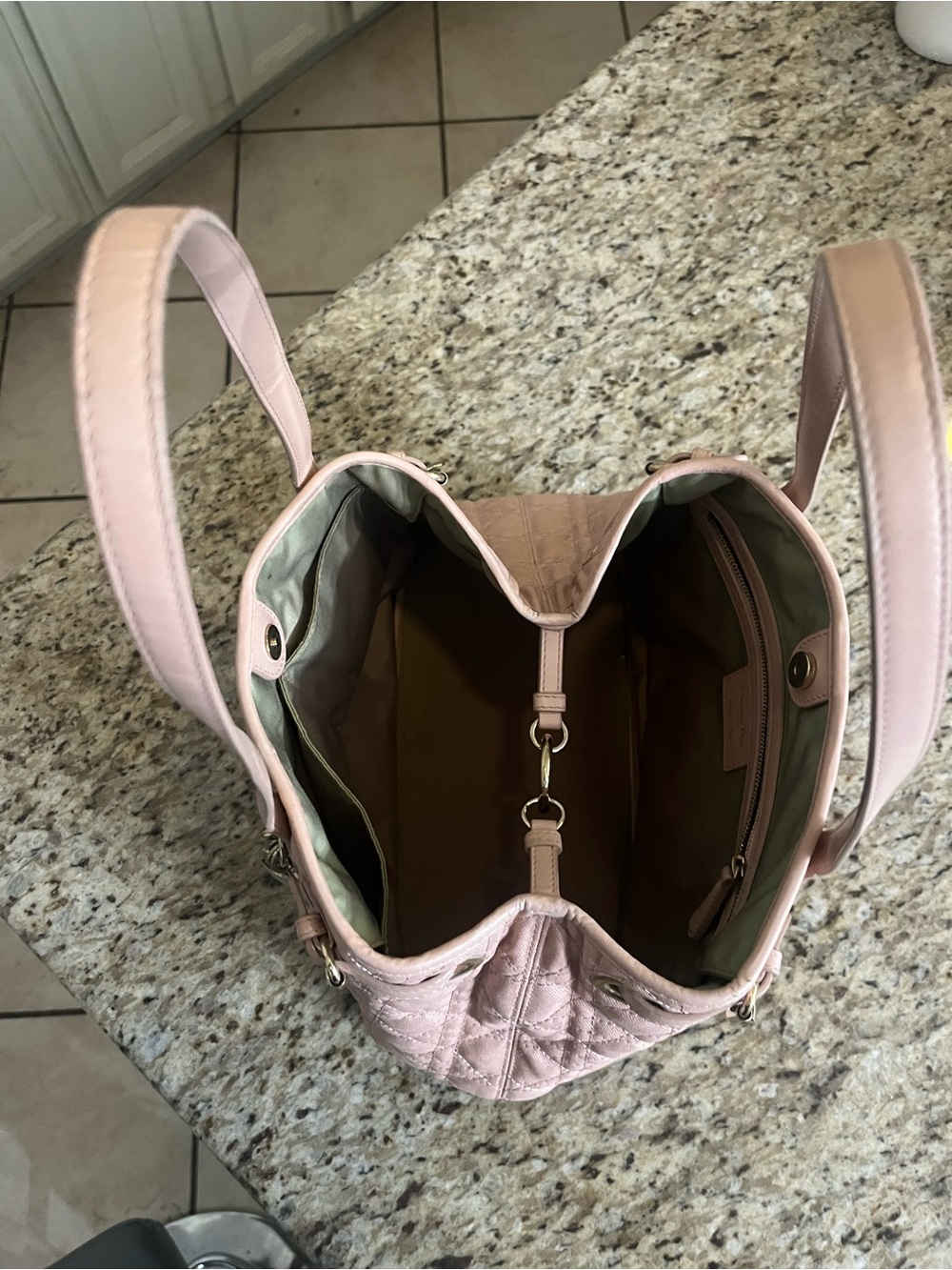 Dior Blush Quilted Leather Shoulder Tote with Signature Charms - Picture 16 of 16